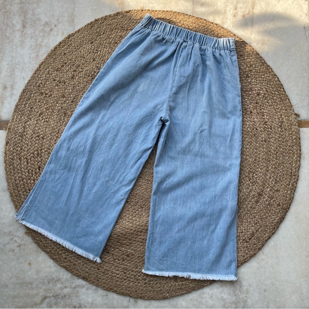 Blue Straight Pants with side slits - Picture 8 of 9